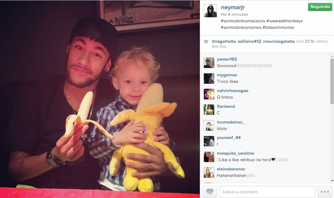 Neymar posta foto segurando uma banana - Reprodução/Instagram