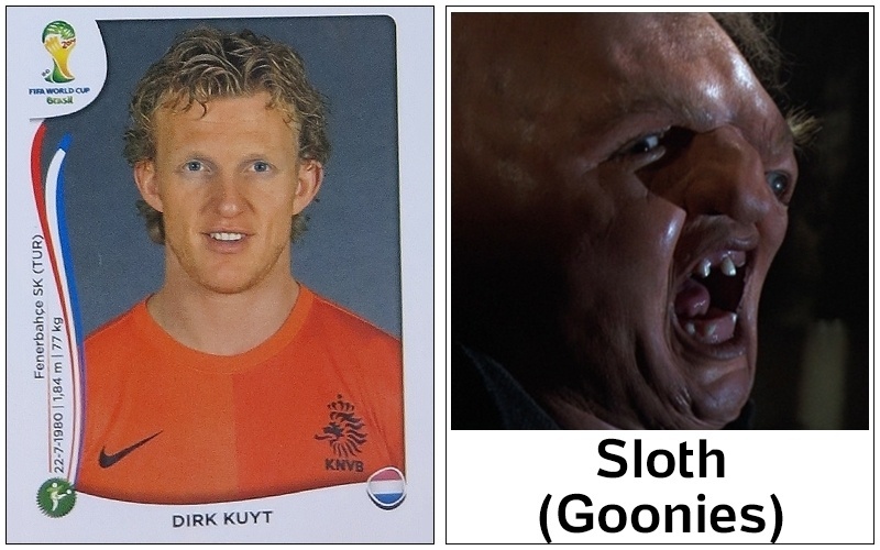 Kuyt até que se arrumou bem para a foto do álbum da Copa-2014, mas ninguém jamais esquecerá como ele se parece com Sloth, dos Goonies