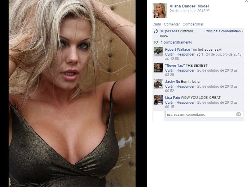 Alisha é modelo desde os 14 anos e recentemente foi a uma audição para se tornar ring girl. Deu certo e ela quer ir longe, chegando a grandes eventos de MMA - Reprodução/Facebook