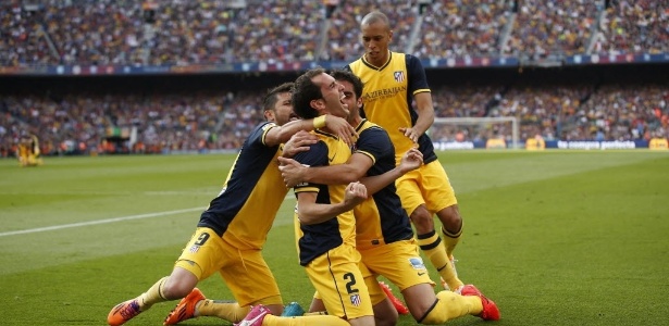 Diego Godin foi o herói do Atlético de Madri, ao marcar o gol contra o Barcelona na final do Campeonato Espanhol - Marcelo del Pozo/ Reuters
