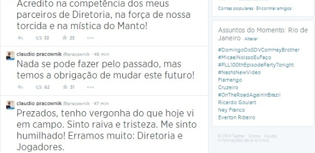 Vice-presidente do Flamengo detona a equipe após derrota para o Cruzeiro por 3 a 0 - Reprodução da internet
