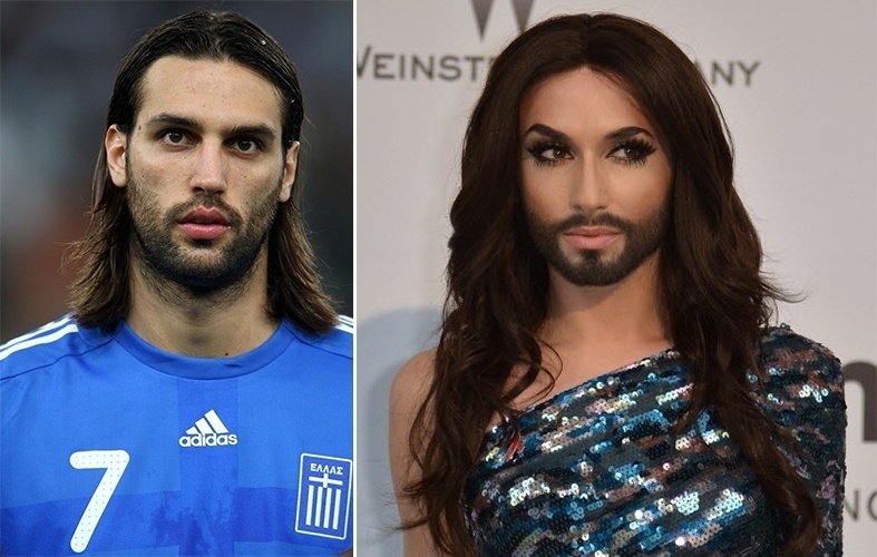 Além de parecer com Freddie Mercury, o grego Samaras também é a cara da drag queen Conchita Wurst
