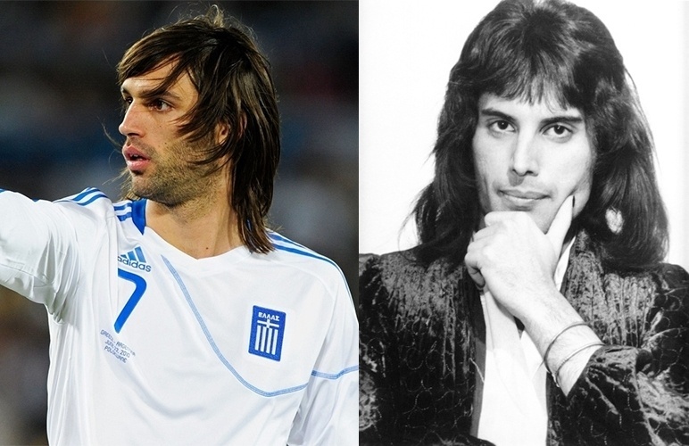 Da Grécia, o jogador Samaras é parecido com Freddie Mercury quando está com pouca barba