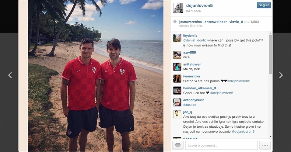 Jogadores da Croácia aproveitam a praia do litoral baiano a oito dias da estreia na Copa