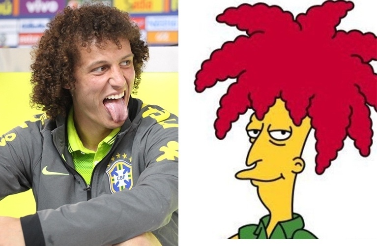 O zagueiro brasileiro David Luiz tem o personagem dos Simpsons Sideshow Bob como sósia