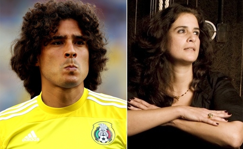 Ochoa, goleiro do México, tem sobrancelhas grossas e cabelão, como a atriz flamenguista Lucia Veríssimo