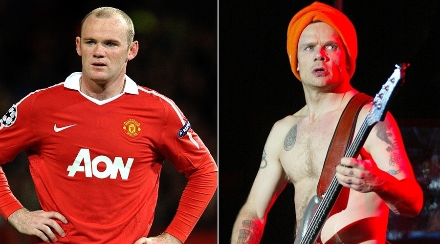 Wayne Rooney é chamado de sósia do monstro Shrek, mas não só. Ele também é a cara de Flea, baixista do Red Hot Chili Peppers