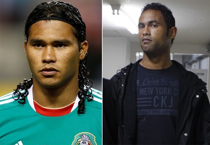 Carlos Peña, do México, e o goleiro Bruno