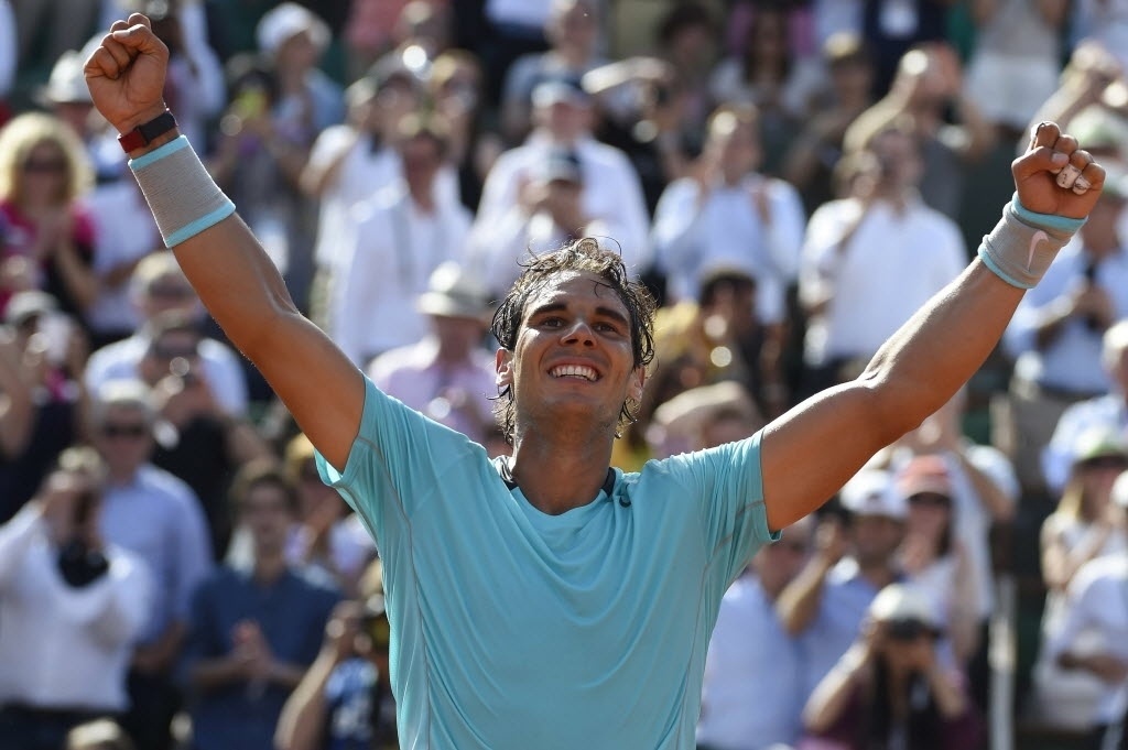 06.jun.2014 - Nadal comemora após vencer Andy Murray na semifinal de Roland Garros