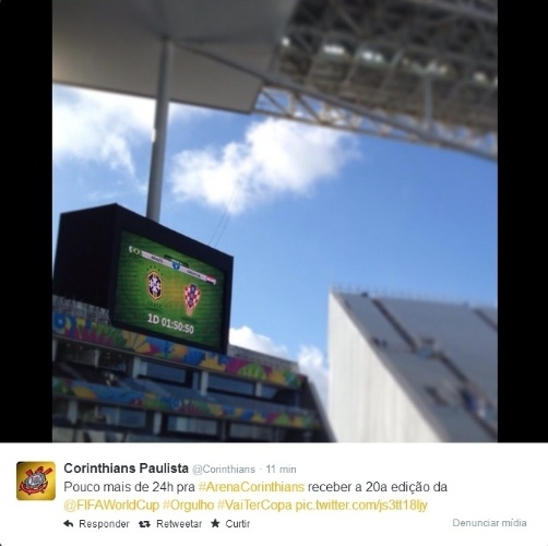 11. jun. 2014 - Placar no Itaquerão já tem contagem regressiva para a Copa do Mundo