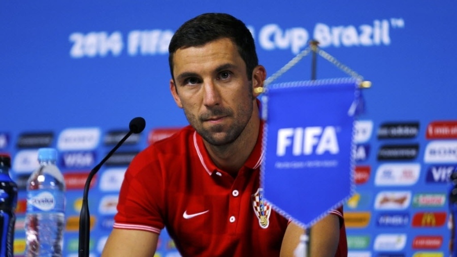 Darijo Srna, da Croácia, concede entrevista coletiva na véspera da estreia contra o Brasil - REUTERS/Ivan Alvarado