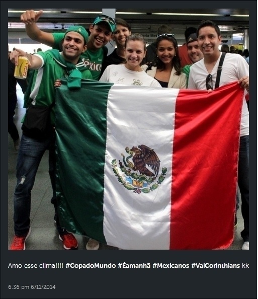 Um grupo de torcedores mexicanos estava bem animado no metrô de São Paulo. Mande sua foto com um gringo: use a hashtag #uolnacopa no Instagram ou Twitter. Você também pode enviar um WhatsApp para (11) 94288.3664