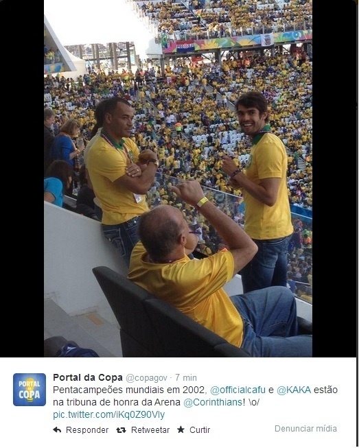 Kaká e Cafu também foram ao Itaquerão para acompanharem a abertura da Copa do Mundo
