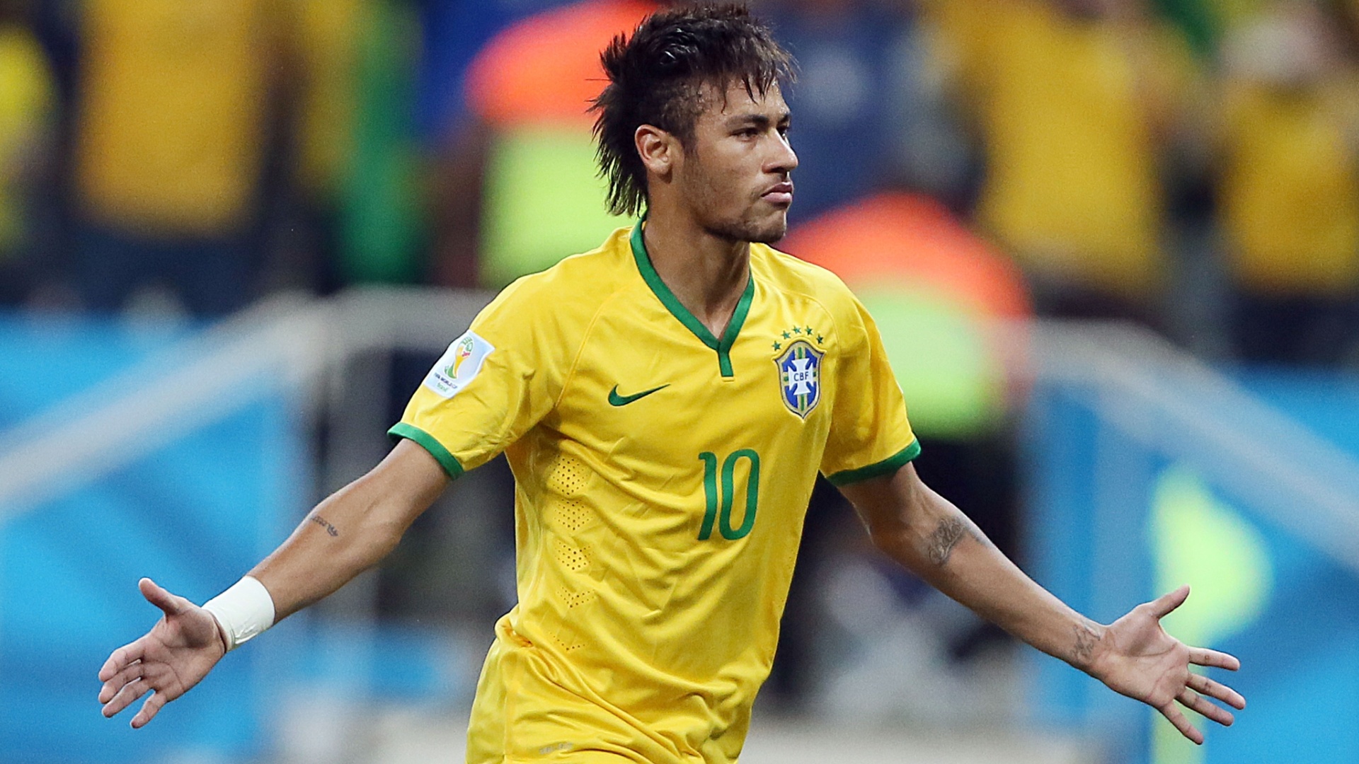 12.jun.2014 - Neymar marca seu segundo gol na partida e coloca o Brasil na frente da Croácia no Itaquerão