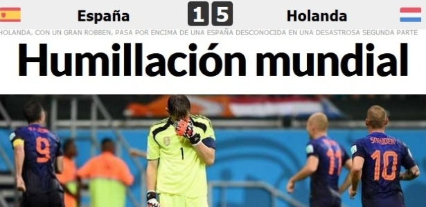 Jornal Marca destaca também o desastre da atual campeã do mundo em sua estreia 