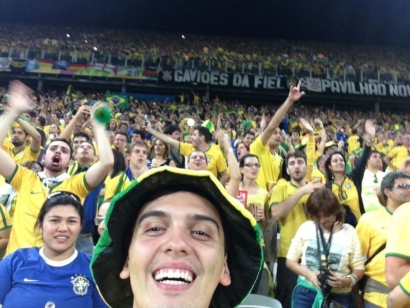Lucas Moraes estava feliz com o resultado da partida. Mande sua foto no Itaquerão: use a hashtag #uolnacopa no Instagram ou Twitter. Você também pode enviar um WhatsApp para (11) 94288.3664