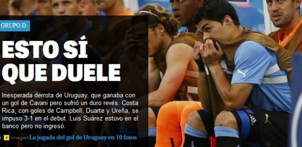 Suárez não jogou por estar machucado e virou o símbolo da tristeza uruguaia