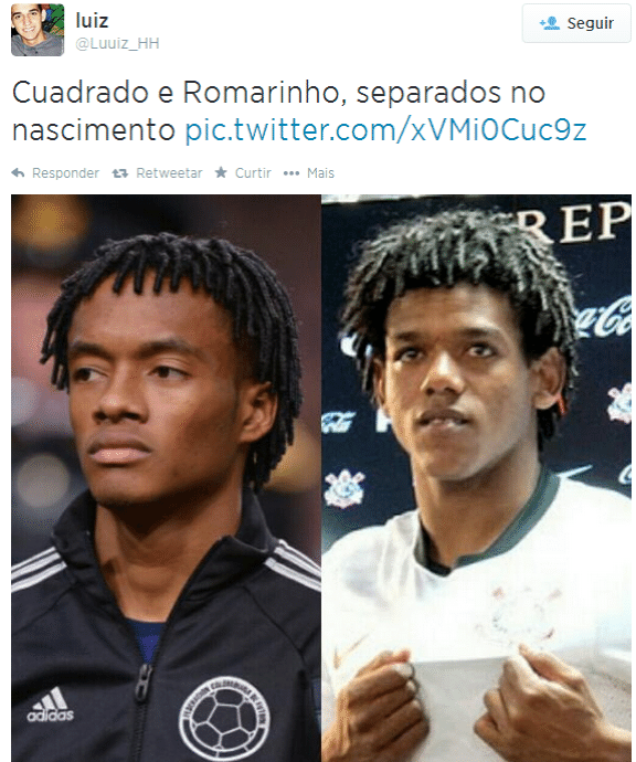 Muito parecido com o atacante do Corinthians, Cuadrado ganhou vários memes em sua homenagem.