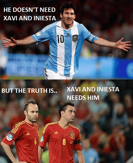 "Ele não precisa de Xavi e Iniesta. Mas, a verdade, é que Xavi e Iniesta precisam dele"