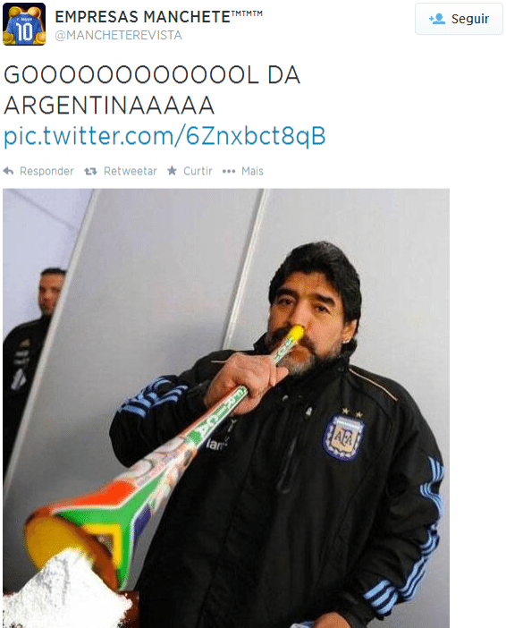 Maradona não escapou das brincadeiras do quarto dia de Copa