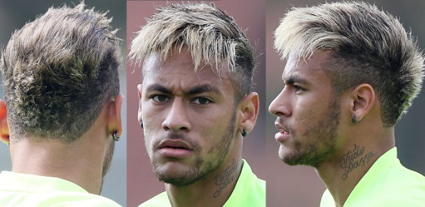 Foto: Loiro, Neymar prendeu cabelo com elástico em treino na