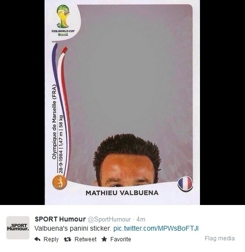 O baixinho francês Valbuena no álbum da Copa...
