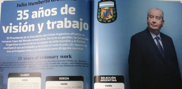 Julio Grondona, presidente da AFA, foi centro de matéria com seis páginas em revista oficial