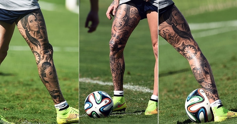 Jorgador de Portugal Raul Meireles está entre os mais tatuados da Copa, com direito a uma perna fechada com ilustrações