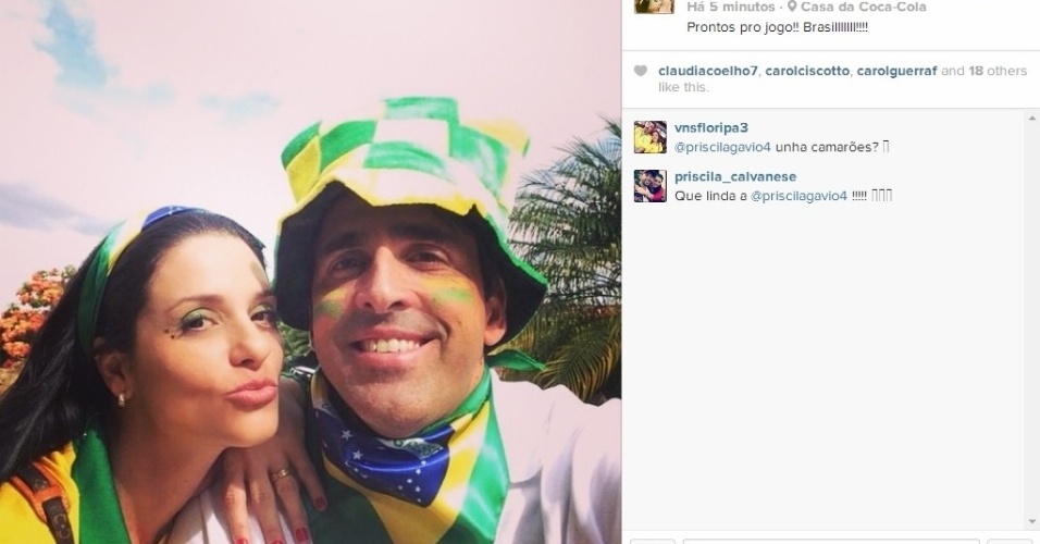 23.06.2014 - Ex-jogador e atual treinador de vôlei, Giovane Gávio arrumou um chapéu e um cachecol com as cores do Brasil