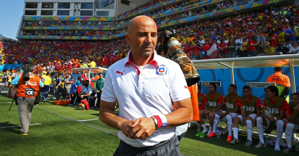Jorge Sampaoli, técnico do Chile, durante partida contra a Holanda