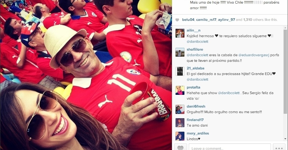 Daniela Colett foi ao Maracanã ver o gol de Vargas contra a Espanha
