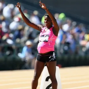 A norte-americana Alysia Montano virou notícia no mundo após correr prova dos 800m mesmo estando grávida de 34 semanas - Ezra Shaw/Getty Images/AFP