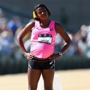 A norte-americana Alysia Montano virou notícia no mundo após correr prova dos 800m mesmo estando grávida de 34 semanas - Ezra Shaw/Getty Images/AFP