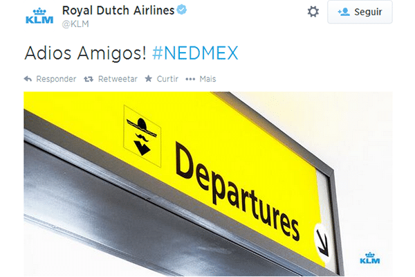 A KLM, Companhia Real de Aviação holandesa, tirou onda com os mexicanos depois da vitória nas oitavas de final da Copa
