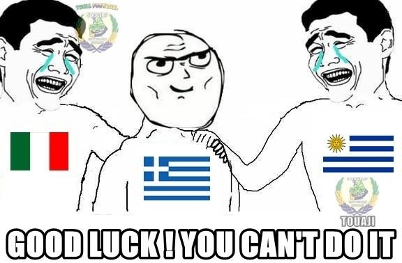 Italianos e uruguaios esperam que a Grécia os vingue pelas derrotas para a Costa Rica