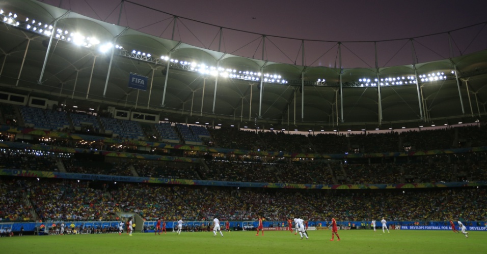 01.jul.2014 - Fonte Nova recebeu bom público para a partida entre Bélgica e Estados Unidos, válida pelas oitavas de final da Copa do Mundo