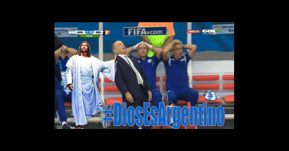 Técnico da Argentina perdeu o equilíbrio durante vitória sobre a Bélgica e virou meme