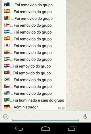 Brasil está fora da Copa e do grupo do Whatsapp
