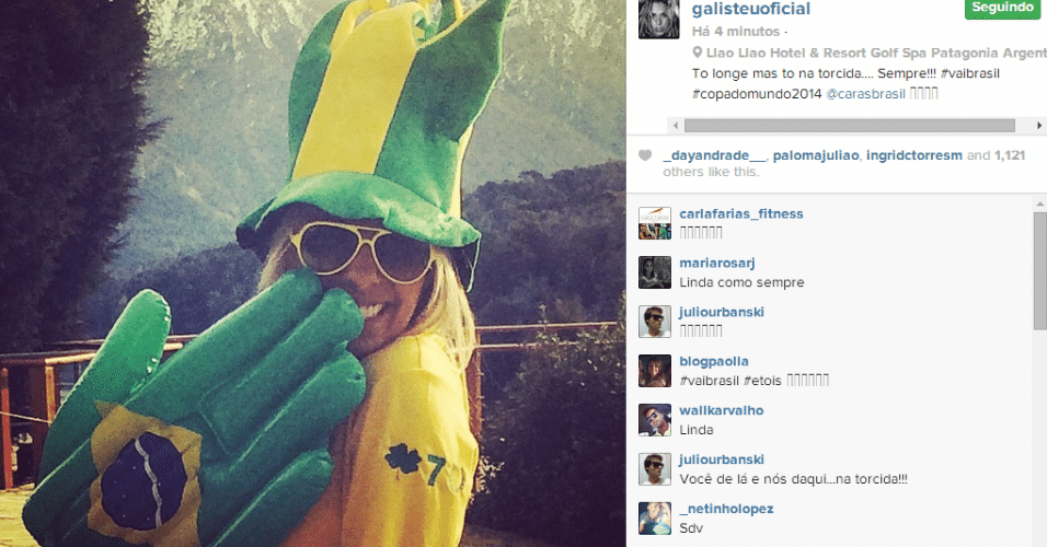 Da Argentina, Adriane Galisteu posta foto com chapéu verde e amarelo