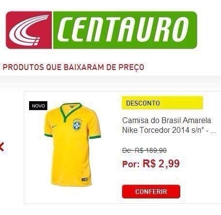 Internautas brincam com 'novo preço' de camisa do Brasil