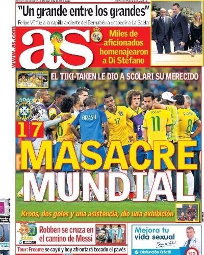 "Massacre mundial", manchetou o espanhol As
