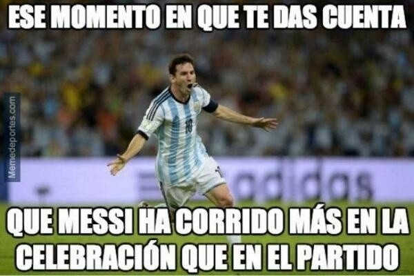 Aquele momento em que você percebe que o Messi correu mais na comemoração que no jogo
