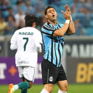 16.jul.2014 - Zagueiro do Grêmio, Werley aplaude lance no jogo contra o Goiás pela 10ª rodada do Campeonato Brasileiro - LUCAS UEBEL/GREMIO FBPA