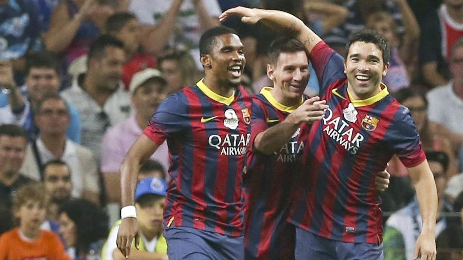 Messi voltou a jogar com Eto"o e Deco, como no início da carreira em jogo comemorativo em 2014 - EFE/EPA/ESTELA SILVA