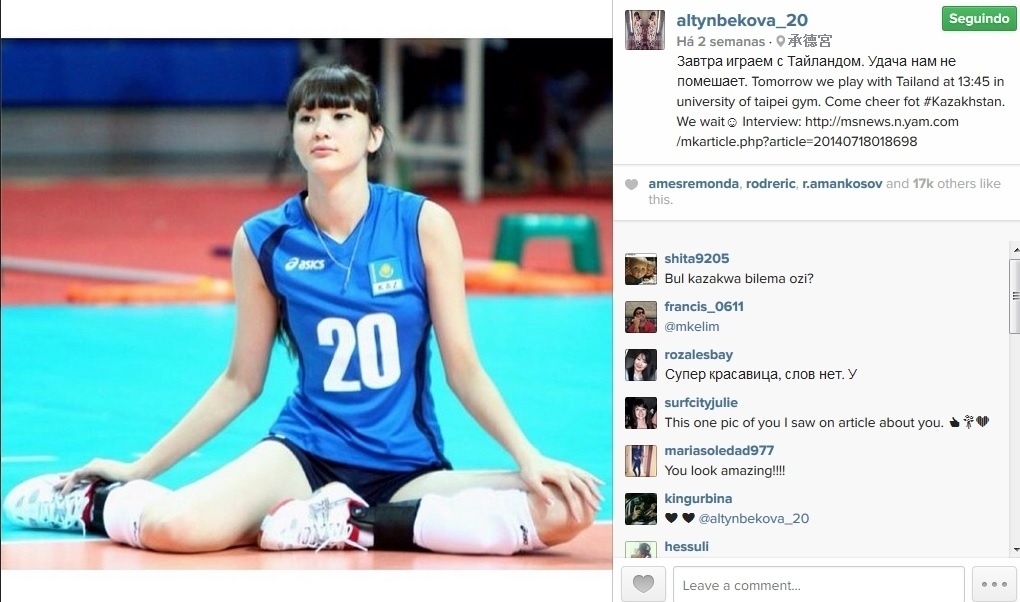 Sabina Altynbekova, jogadora da seleção de vôlei do Cazaquistão - Reprodução/Instagram