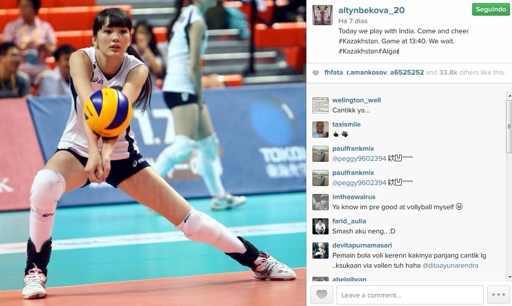 Sabina Altynbekova, jogadora da seleção de vôlei do Cazaquistão - Reprodução/Instagram