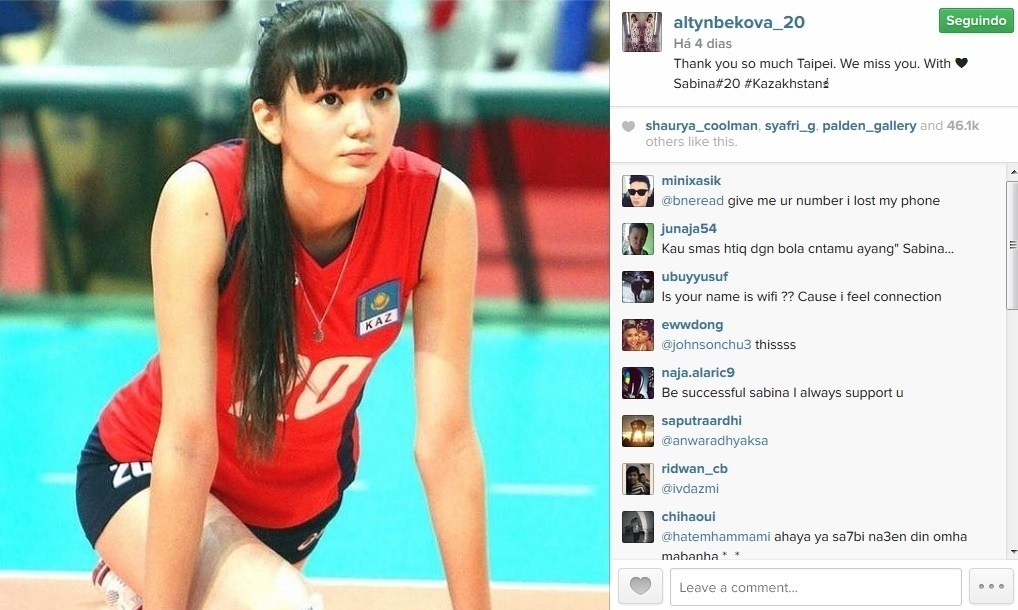 Sabina Altynbekova, jogadora da seleção de vôlei do Cazaquistão - Reprodução/Instagram