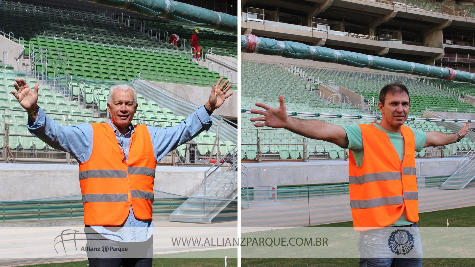 06.ago.2014 - Leão e Velloso visitam as obras da Arena do Palmeiras