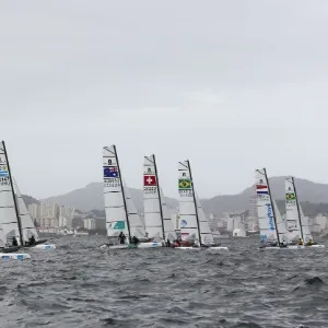 Cacau Swan e Clinio de Freitas, dupla brasileira que busca vaga olímpica na classe Nacra 17 da vela - Fred Hoffmann/CBVela