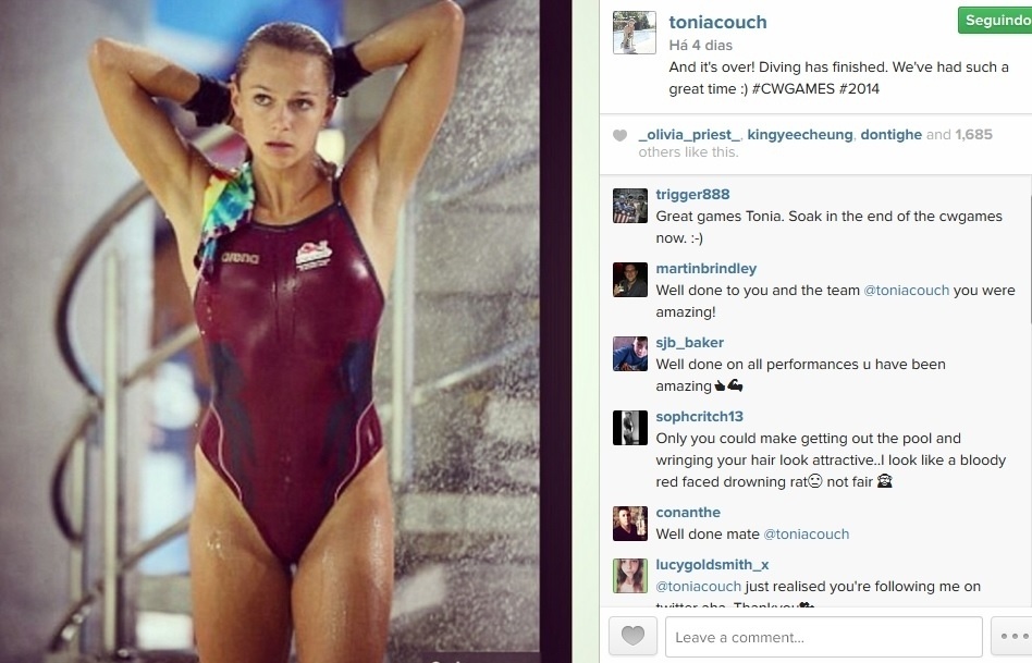 Tonia Couch, inglesa dos saltos ornamentais - Reprodução/Instagram